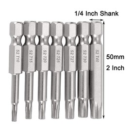 Eyech Torx Star 5 Point Screwdriver Bits Sets,Magnetic Security Tamper Proof Torx Head Screw Driver Bit Set T10-T40-2 Inch Length (2 Set 7Pcs)