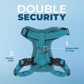 Voyager Step-in Lock Cat Harness and Reflective Cat Lead with Neoprene Handle by Best Pet Supplies - Supports Small, Medium and Large Cat Breeds, Turquoise, Size XS - 1.5 m