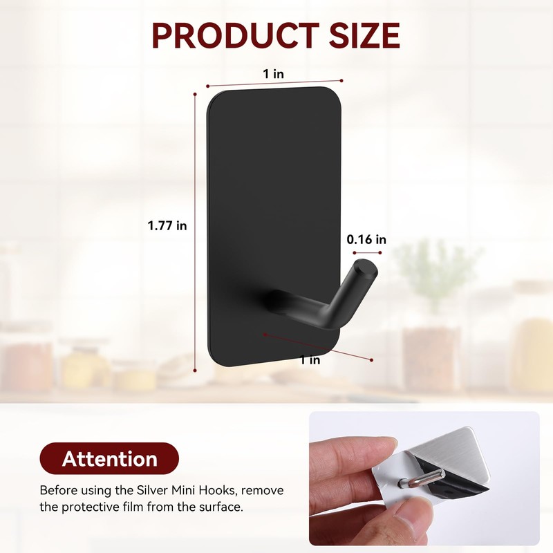 KRUI Mini Fire Blanket Hooks, Stainless Steel Adhesive Wall Hooks