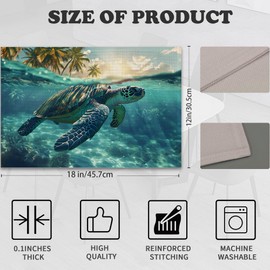Sea Turtle Placemats for Dining Table Set of 6,Hawaii Beach Place Mats for Home Party Kitchen Indoor Holiday Rustic Washable Heat Resistant Table Mats 12 x 18 Inch