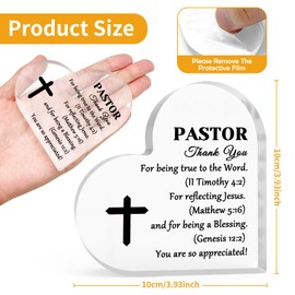 Pastor Gift for Women Men Inspirational Gift for Prayer Acrylic Heart-Shaped Keepsake Bible Verse Gift Christian Religious Sign Thank You Prayer Gift Acrylic Heart Plaque Appreciation Gift for Pastor