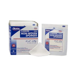 Dukal 7224 Sponge, Non Woven, 4-Ply, Sterile, 2" x 2" (Pack of 3000)