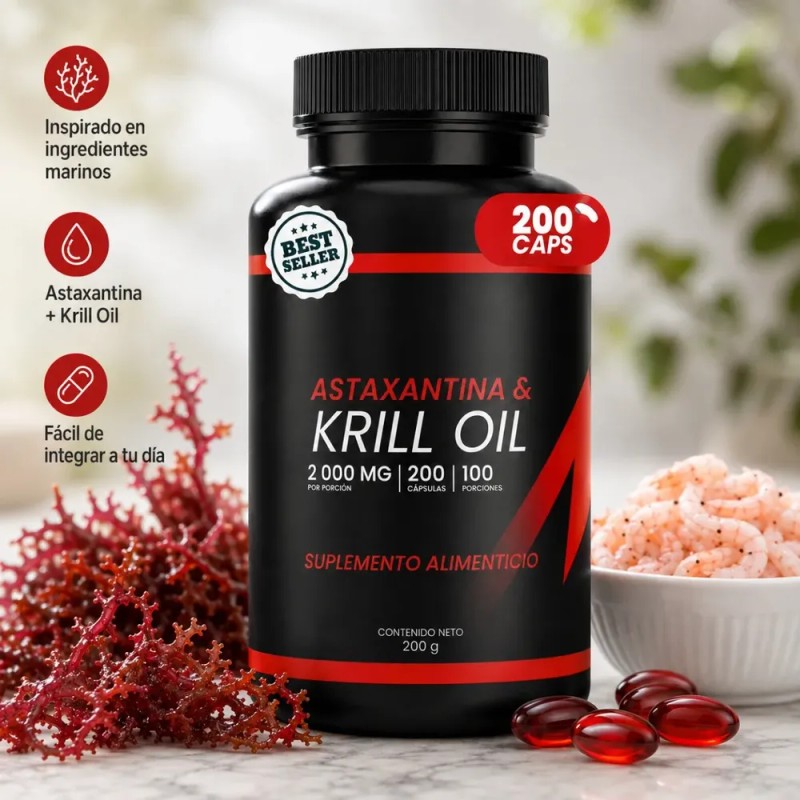 Krill Oil 2000 Mg Con Astaxantina 200 Cápsulas 100 Porciones