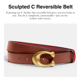 Coach Women's CTS Sculpted C Reversible Leather Belt, Saddle 1941 Red