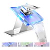 Bathroom Faucet LED Light 3 Colors Changing Waterfall Glass Spout