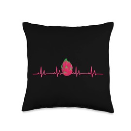 Great Dragon Fruit Lover Pitaya Designs Dragon Heartbeat Apparel Tropical Food Love Fruits Throw Pillow, 16x16, Multicolor