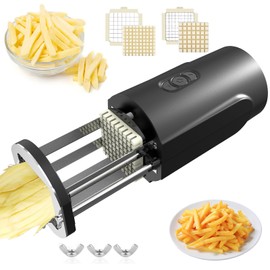Electric French Fry Cutter, Professional Commercial Potato Cutter with 1/2 & 3/8 Inch Stainless Steel Blade, Electric French Fries Maker, Household Potato Carrots Cucumbers Slicer