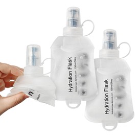 SHELEMB 150ml Soft Flask, Soft Water Bottle for Hydration Packs, Running, Hiking, Cycling and Climbing - 2Pcs White