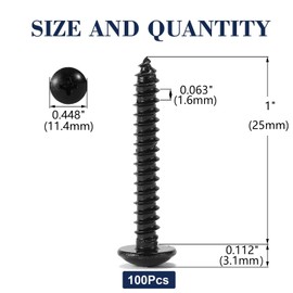 #10 x 1" Wood Screw 100Pcs Truss Head Phillips 18-8 (304) Stainless Steel Fast Self Tapping Screws Black Oxide by SG TZH