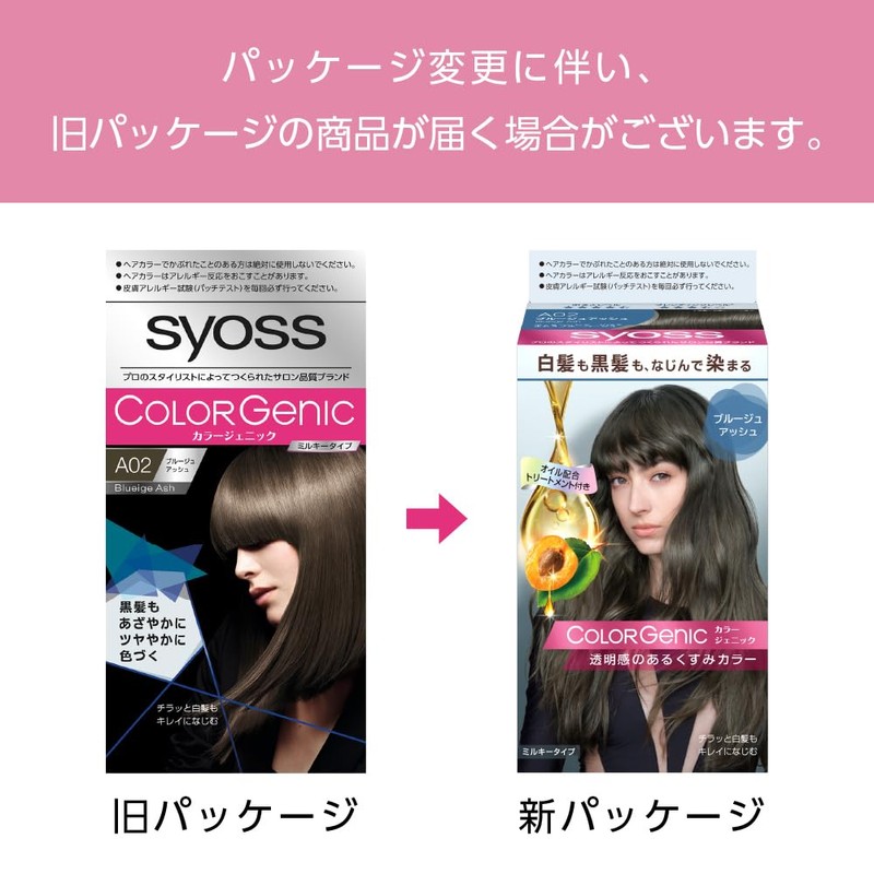 Syos Color Genic, Milky Hair Color A02, Bruges Ash 2P