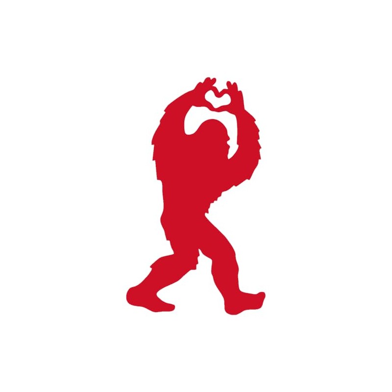 Bigfoot Love with Heart Vinyl Cutout Sticker Rub On Decal