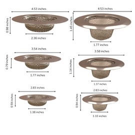 BaraBara Kitchen Sink Strainer, Stainless Steel Sink Drain Strainer, Kitchen Sink Strainer Basket, 6 Pieces Ideal for Kitchen, Bathroom, Shower Room.