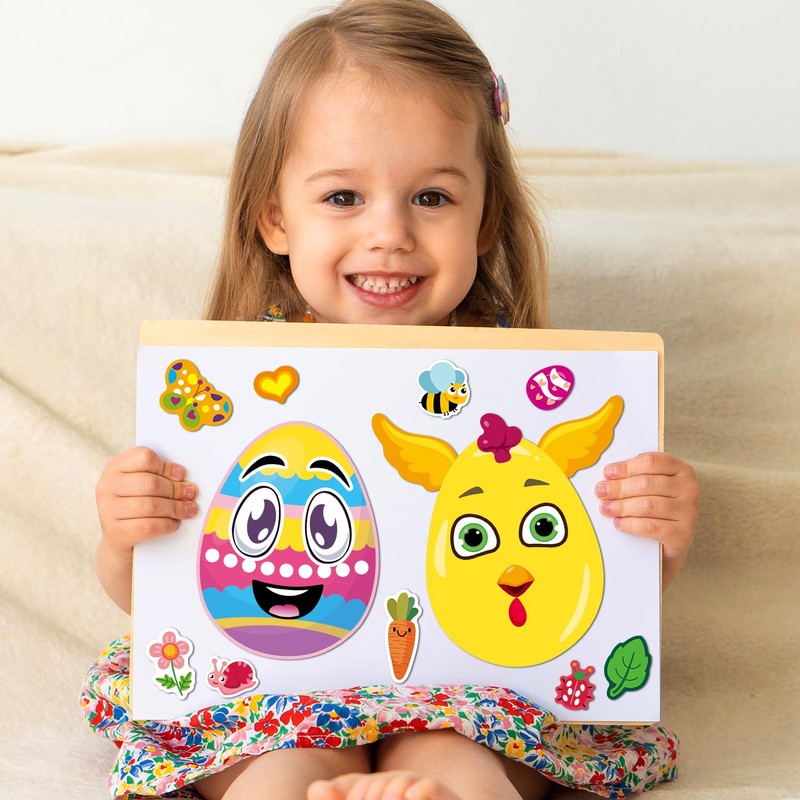 SmilinFit 24 Sheet Easter Stickers for Kids Toddlers, Easter Basket