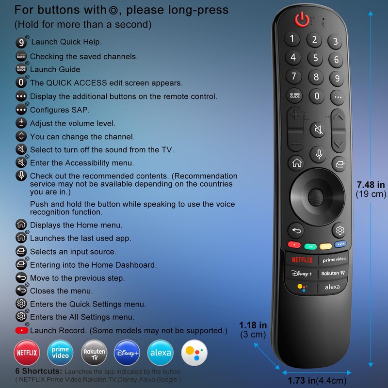 Voice Magic Replacement for LG-Smart-TV-Remote-Control 2018-2024,Universal for LG-Magic-Remote with Voice