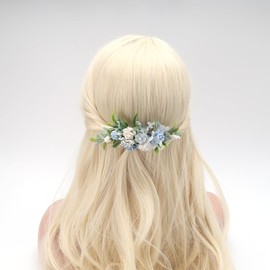 PoshMyra Blue Floral Comb with Baby's Breath Prom Flower Bridesmaids Clips Garden Wedding Hair piece Photo Prop Prom Headpiece Picnic Hair Accessories
