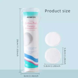 Product Detail Reference 부드럽고 통기성이 뛰어난 원형 메이크업 리무버 패드 100개 양면 질감의 면 데일리 페이셜 클렌징에 사용 Soft and Highly Breathable Round Makeup Remover Pads 100 Pcs Double-Sided Textured Cotton for Daily Facial Cleansing [1pack]