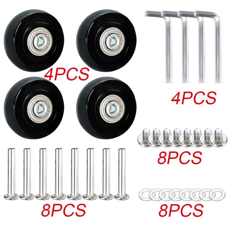 Gotetiso Pack of 4 Suitcase Wheels Replacement Wheels Luggage Replacement