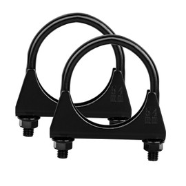 Krtopo 2PCS 54mm Exhaust Clamp Heavy Duty U Bolt Muffler Clamp Saddle Type Universal Stainless Steel Thickened Black for Car Exhaust Muffler Pipe Tail Pipe Connection (Fit 54mm OD Tube)