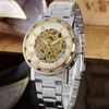 WINNER Men Hollow Full Automatic Mechanical Waterproof Watch Wristwatch (White