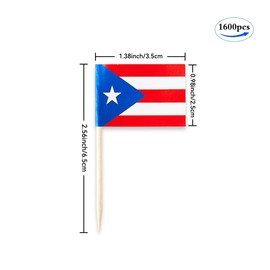 Puerto Rico Flag Puerto Rican Miniature Toothpick Flags Decorations Small Cupcake Toppers Cocktail Food Flags Decor For Independence Day Party Bar (1600 pack)