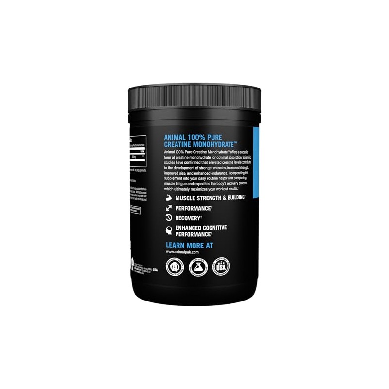 Animal Micronized Creatine, Monohydrate Powder, Unflavored, 1.1 lb (500 g)