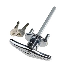 Funnytek Garage Door T-Handle Lock Kit Shed Door Lock T Handle Barn Handle Lockable Accessories with 2 Keys RCL-0202 111mm