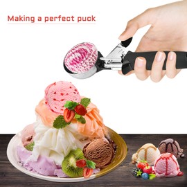 DULKET 2Pcs Ice Cream Scoop Stainless Steel Ice Cream Scoop Kitchen Fruit Scoops for Ice Cream, Meatballs, Fruit, Mashed Potatoes and More.