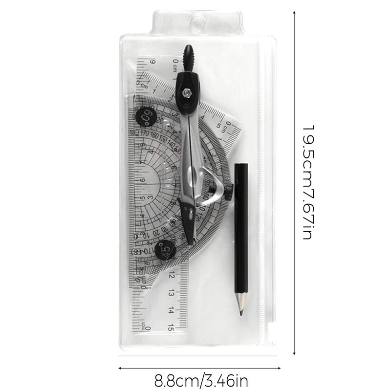 Protractor and Compass Set with Rulers,Compass Geometry Drawing Tool Set