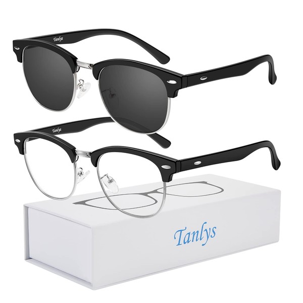 Tanlys 2 Pack Blue Light Blocking Glasses for Computer Eye