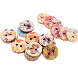 200PCS Mixed Vintage Flower Wooden Buttons, 2 Holes Bulk Wooden Buttons Decorative Button for Sewing Crafting (12.5mm) YIGUANXIN