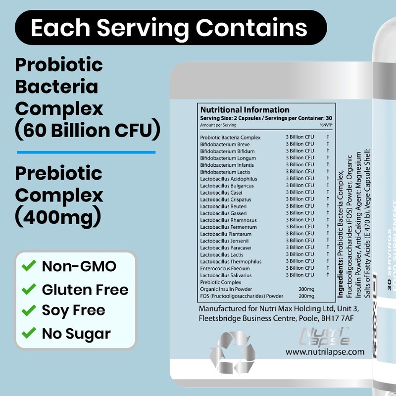 Nutrilapse™ Bio Culture Probiotics Complex, 60 Billion CFU, Granular Slow-Release
