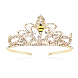 hengkaixuan Gold Tiara Crystal Crown Bridal Wedding Tiara Women Headband for Birthday Party