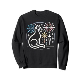 Cat and Fireworks Sweatshirt