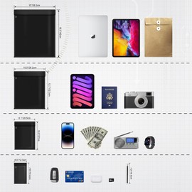 Solaradgy Faraday Bags, 4 Pack Faraday Pouches for Laptops & Tablets & Phones & Car Keys with Strap Fireproof & Waterproof Cell Phone Jammer Obstructing Signals Bags RFID Signal Blocker Faraday Phone