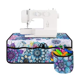 Coloranimal Blue Mandala Sewing Machine Pade Sewing Mat Organizer with Detachable Small Storage Bag and Waterproof Muffling Mat Home Kitchen Decor