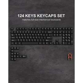 Womier Keycaps, Custom PBT Doubleshot Keycaps 60 65 75 100 Percent, Cherry Profile Retro Keycaps, 61/64/68/84/87/100/104/108 Gaming Mechanical Keyboard Keycaps, 132 Keys Keycaps Set (Black)