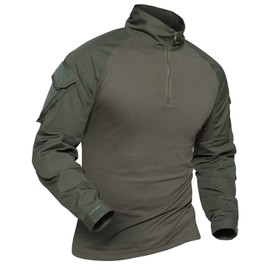 XKTTAC Combat Shirt for Men with 2 Pockets Tactical-Military-Airsoft Gear Security Multicam Army Camo Clothes Camouflage Ropa Hombre Paintball（Green/2 Pockets，XL）