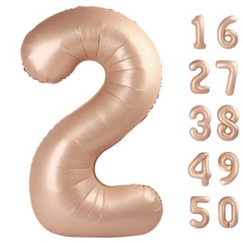 40 Inch Caramel Balloon Number 2 Balloon,Number Balloons Big Giant Jumbo Number 2 Foil Mylar Balloons for 12th Birthday Party Anniversary Events,Wedding Anniversary Party Decorations