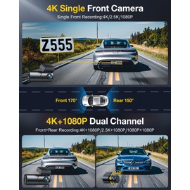 GKU 4K Dash Cam Car Front Rear, 5G WiFi & GPS, Dual Dash Cam, 1.5 Inch IPS Mini Car Camera with 64GB SD Card, Parking Monitoring, Super Night Vision, WDR, 170° Wide Angle, G-Sensor, App Control, Max