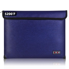 Fireproof Bag with 5200℉ Thermal Insulated, Waterproof Fireproof Box with Zipper, Fireproof Money Bag for Cash, Fireproof Safe Bags for Home Safe Bank Valuable Documents (13.9"x10.6", Blue)