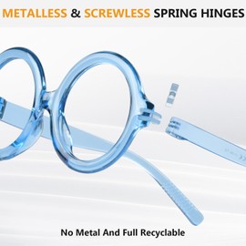 GTSY Round Reading Glasses with Screwless Spring Hinges Metalless 6 Pack Oversized Readers For Women (+2.00)