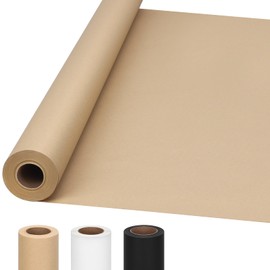 Moretoes 36" x 1,200"(100') Brown Kraft Paper Roll for Bulletin Board, Wrapping Craft Paper Roll for Gift Packing Banner Art Table Covering Bouquet Flower Packing Moving Shipping 75GSM