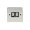 Light Switch Double 2 Gang - Satin Matt Chrome Flat