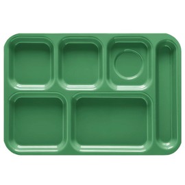 G.E.T. 6 Compartment School Cafeteria Tray, Right Handed, 10" x 14", Forrest Green (12 Pack)
