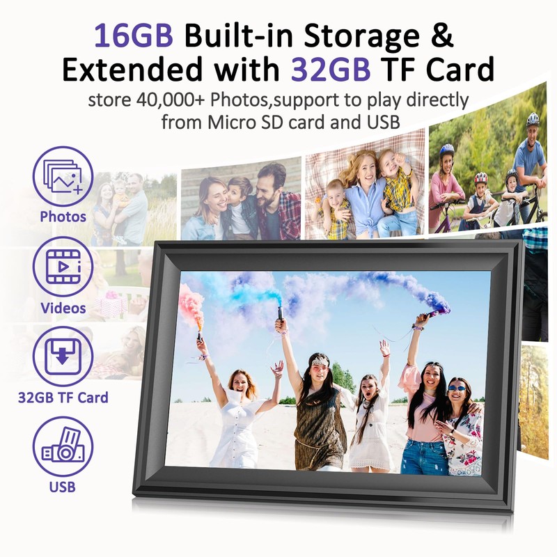 Digital Picture Frame, 10.1 Inch WiFi Photo Frame Electronic, IPS