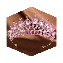 Crystal Tiaras and Crowns for Women - Wedding and Birthday Party Princess Crown Hair Accessories - Bride Rhinestone Headband（Silver+Pink）