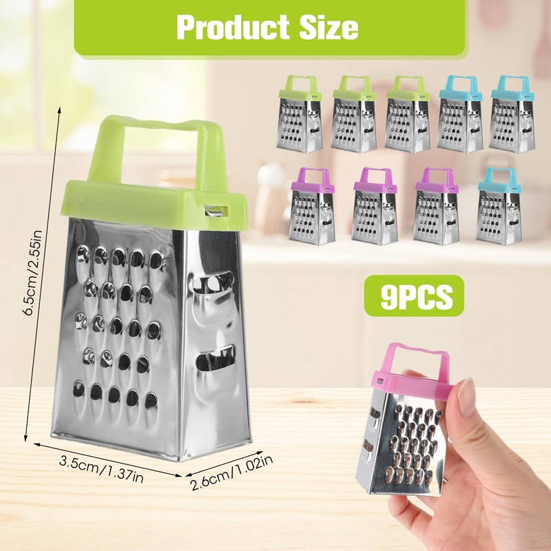 9PC Mini Cheese Grater, Box Grater and Multi Functional Vegetable