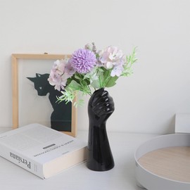 Human Body Vase,Small Flower Vase,Black Ceramic Vase,Hand Vase,Modern Vase for Garden Home Living Room Decor,Table Art Statue Indoor Outdoor