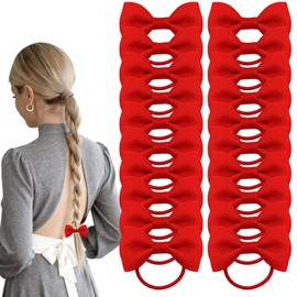 20 Pcs Red Hair Accessories Bows Scrunchie | Bows for Hair Bobbles for Kids Toddler Women School Daily Outing Performances(Red)