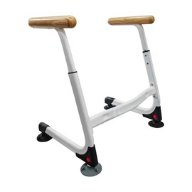 Toilet Safety Rails (350LBS), Adjustable Height Toilet Safety Frame for Elderly and Disabled, Stand Alone Toilet Safety Rails for Seniors, Handicap Toilet Rails Fits Most Toilets, Wood Color